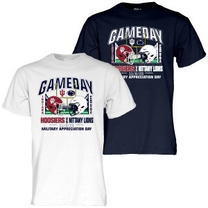 white navy short sleeve t-shirts football Gameday Indiana vs Penn State